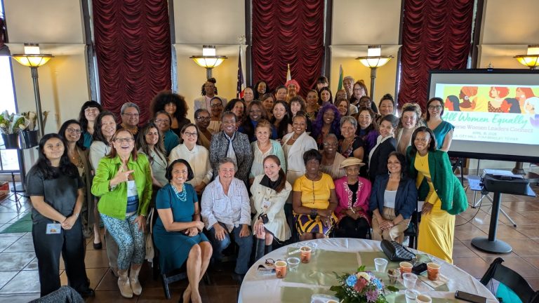 Group photo of 100 Diverse Women Leaders at LA City Hall Tom Bradley Tower, April 16 2026