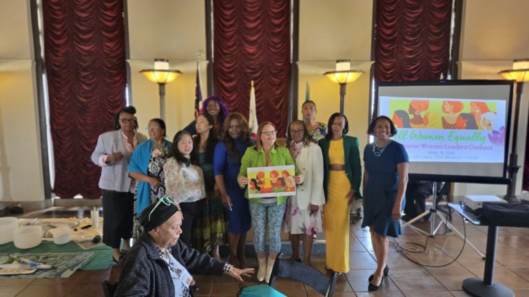 Speakers at the #AllWomenEqually event, April 16 2026