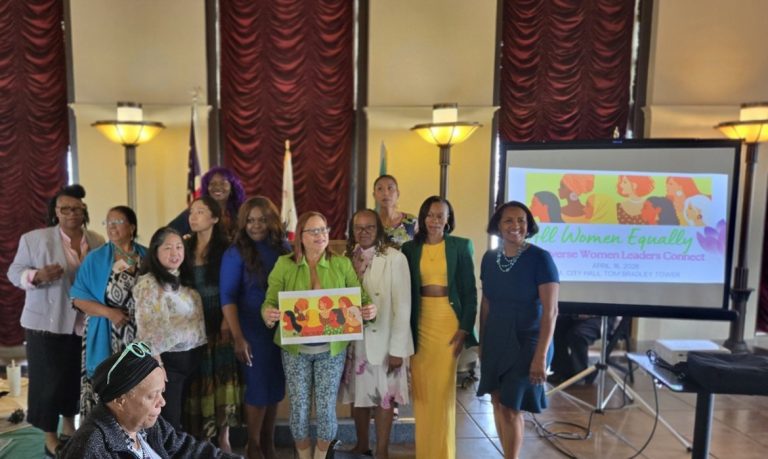 Speakers at the #AllWomenEqually event, April 16 2026